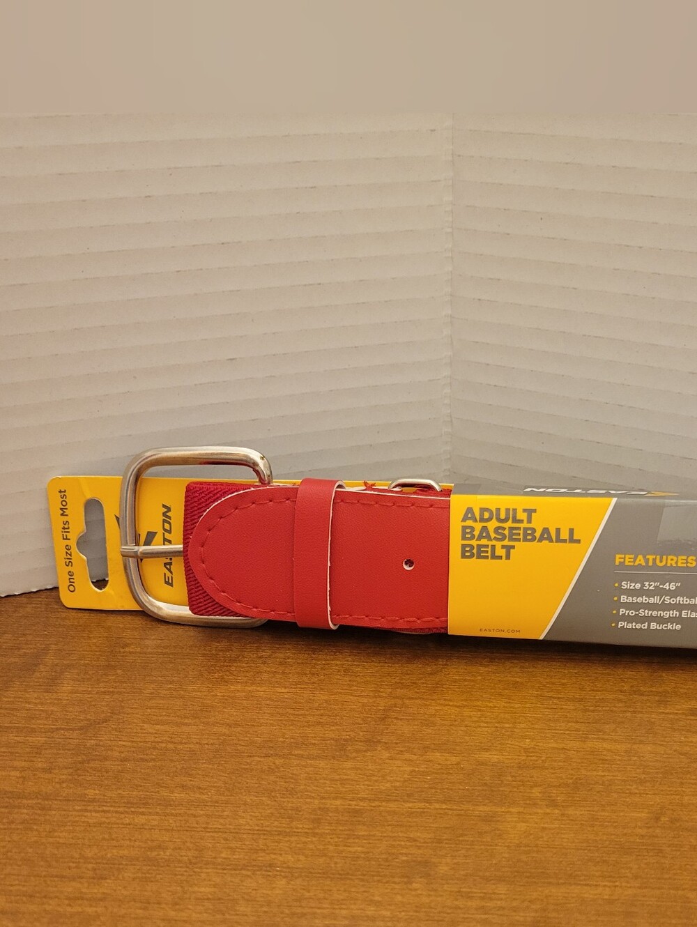 Easton Red Adult Baseball Belt with Plated Buckle, Size 32-46 inches-New